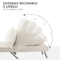 Poltrona Letto 2 in 1 con Schienale Inclinabile in 5 Posizioni, 65×69×82cm, Beige