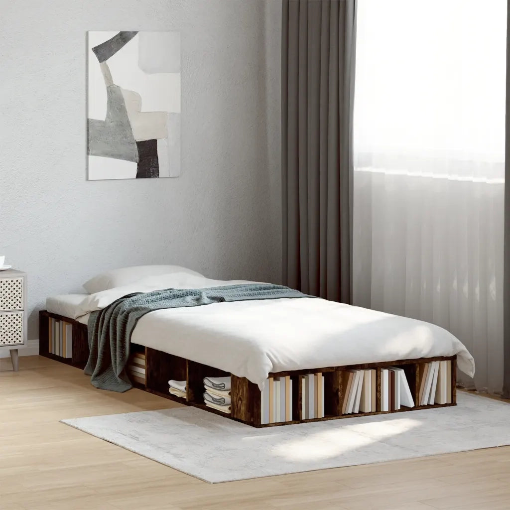 Giroletto-Struttura Letto Rovere Fumo 100x200 cm in Legno Multistrato 493001