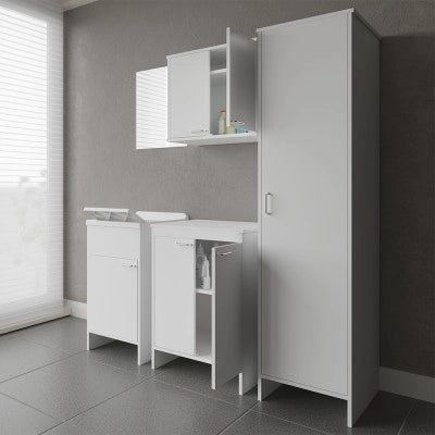 Colonna multiuso 180 cm in PVC con ripiano e vano porta scope Kandy