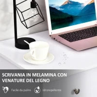 Scrivania Porta PC per Camera e Ufficio con Cassettiera e Ripiani Portaoggetti in Legno 120x49x72cm Bianco