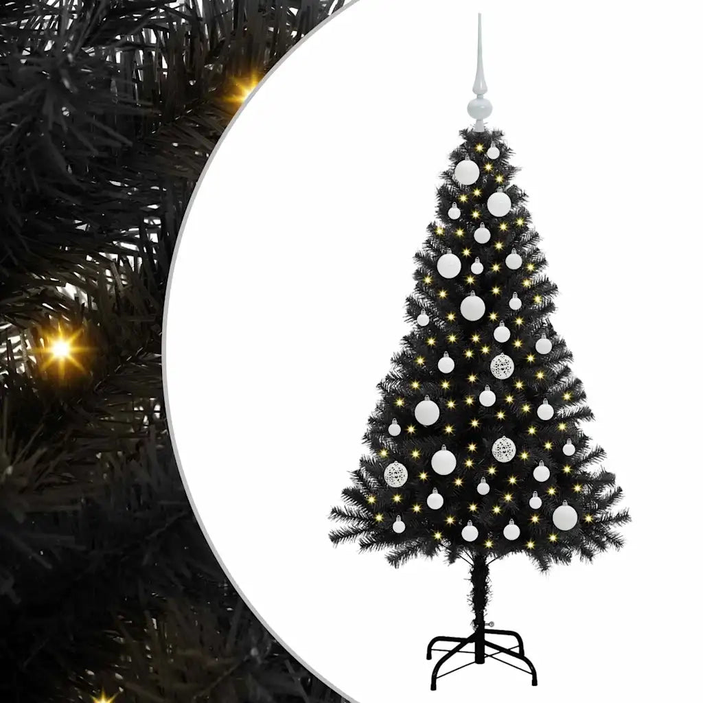 Albero di Natale con 150 LED con supporto Nero 120 cm PVC 3396459
