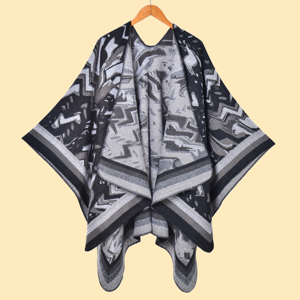 Sciarpa-scialle alla moda con graffiti, stile retr¨°, scialle diviso, mantello caldo - PONHO SHAWLS