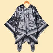 Sciarpa-scialle alla moda con graffiti, stile retr¨°, scialle diviso, mantello caldo - PONHO SHAWLS