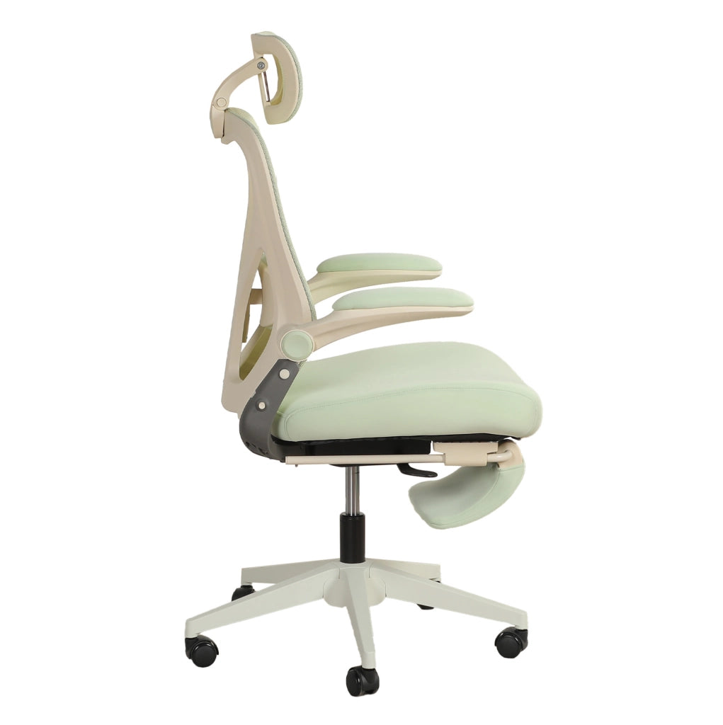 Sedia da Ufficio in Schiuma con Schienale Pieghevole e Supporto Lombare; Verde; per Studio e Lavoro
