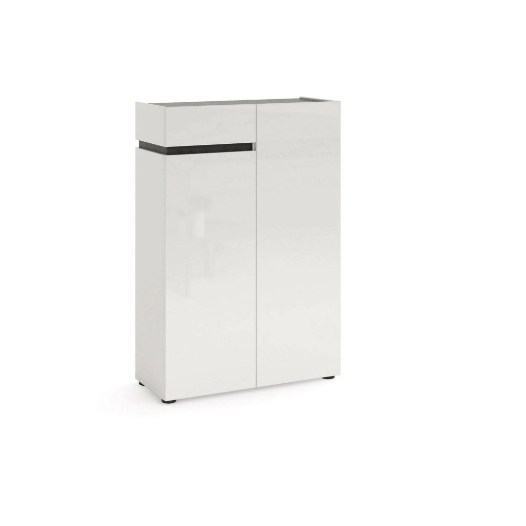 Mobile Portascarpe Badolato, Scarpiera 5 Ripiani Made in Italy, 80x34x115h cm Bianco Lucido