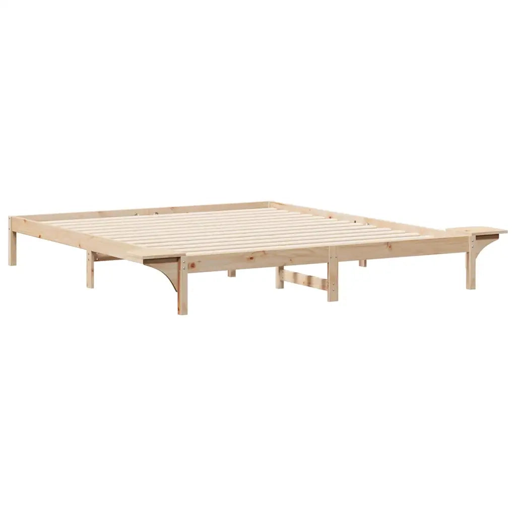 Letto con Tavolini Laterali Naturale 200 x 210 cm Pino massello 873235