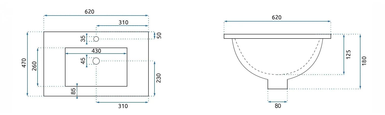 Lavabo Da Incasso Rea Dafne 60