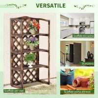 Scaffale Porta Piante da Esterno a 3 Ripiani in Legno di Abete, Portavasi da Interno ed Esterno, Fioriera da Balcone, 80x40x148cm