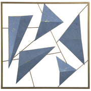 Decorazione da parete 3D geometrica in metallo blu e dorato in metallo moderno stile costiero