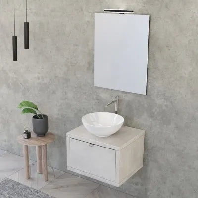 Mobile bagno sospeso 60 cm grigio chiaro con lavabo a bacinella e specchio Master