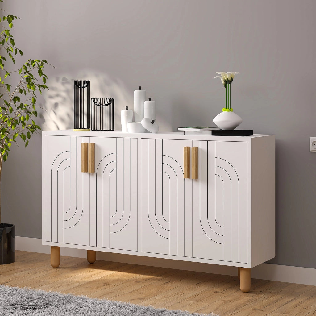 Credenza in legno "Rodney" - 120 x 29 x 73 cm - Bianco