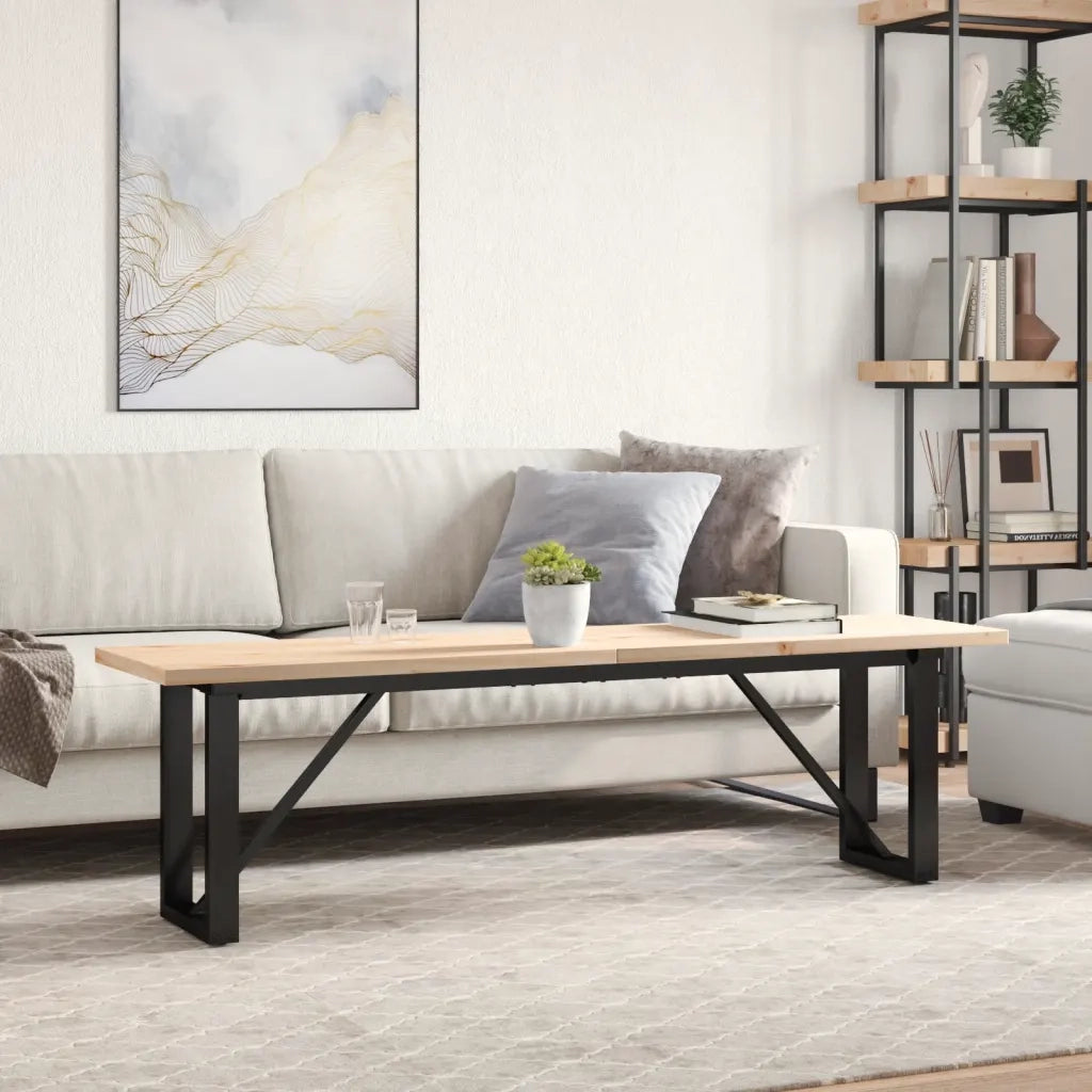 Tavolino Salotto Telaio a O 160x40x45,5 cm Legno Pino e Acciaio