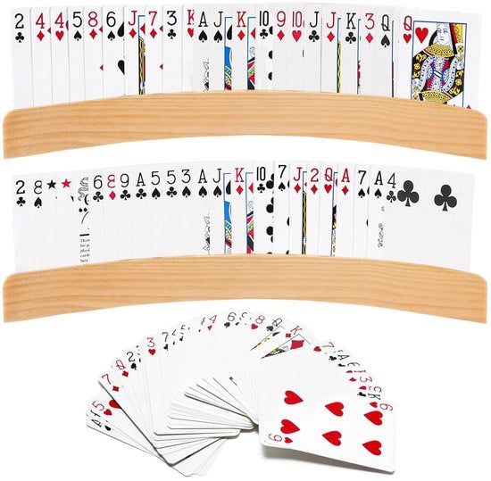 Set di 2 carte da tenere, carte da tenere per bambini, carte da gioco, 33 cm, supporto per carte senza mani, carte da gioco per bambini, carte da gioco in legno per bambini e adulti