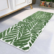 Badmat stile con foglia, colore verde scuro, 45x120 cm