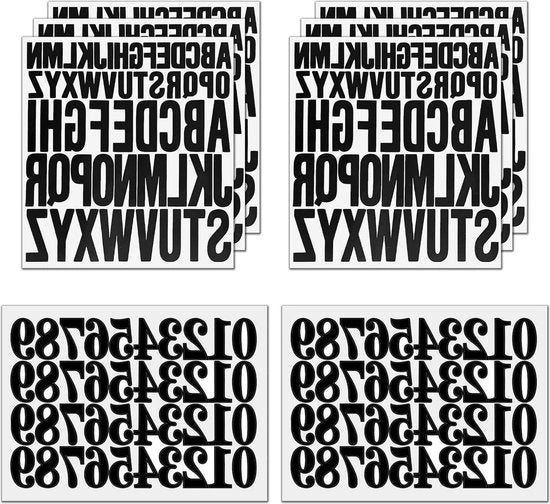 Set di Etichette Sticker Autoadesivi Grande - 8 Fogli 1" 2" Sticker Autoadesivi Acqua Resistenti in Vinile Alfabeto Numeri Sticker - Nero.