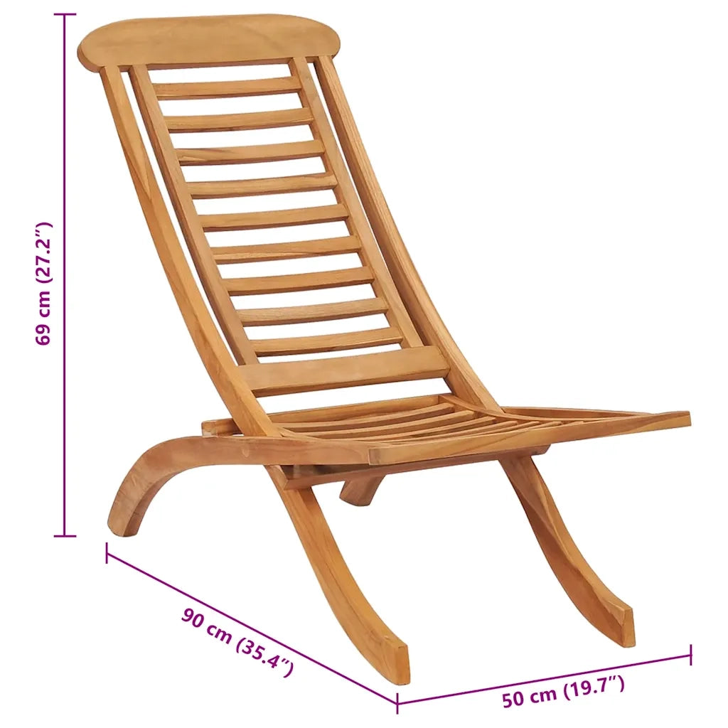 Sedia da Giardino Pieghevole 50x90x69 cm Legno Massello di Teak