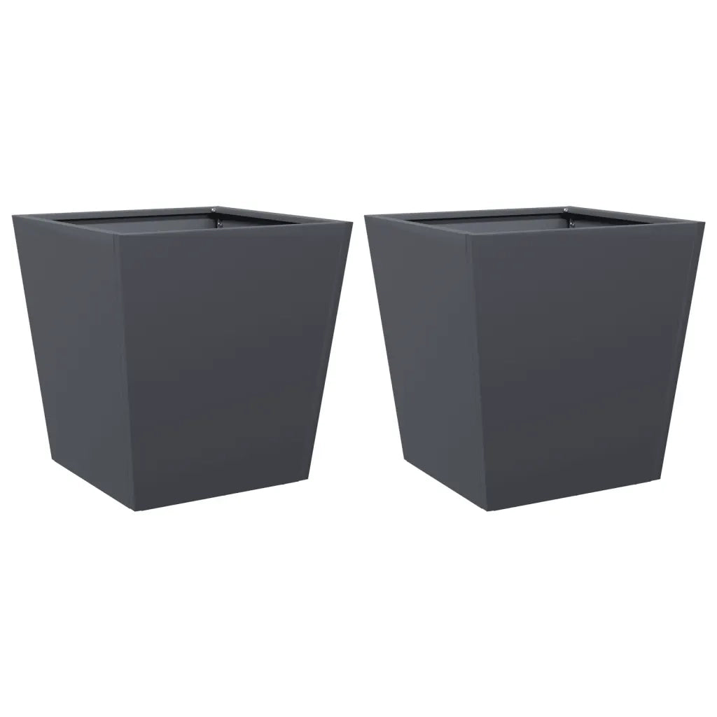 Fioriere da Giardino 2 pz Antracite 40x40x40 cm in Acciaio 851057