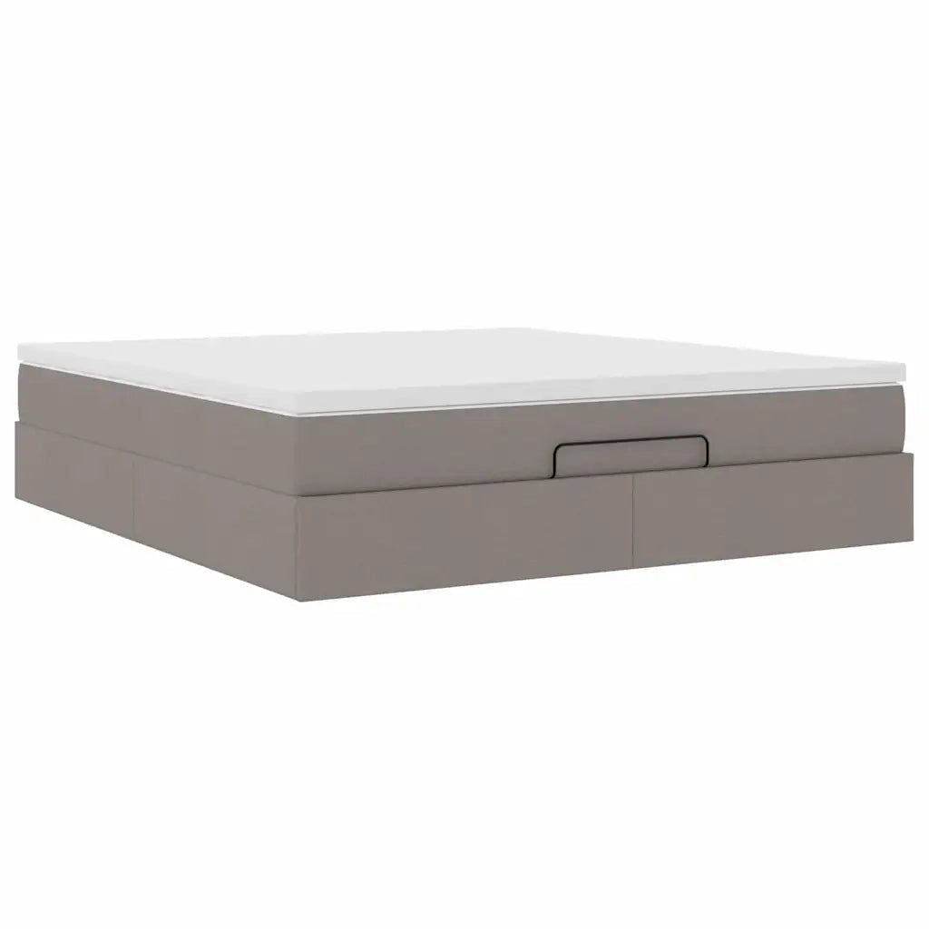 Struttura Letto Pouf con Materasso Tortora 160x200cm in Tessuto