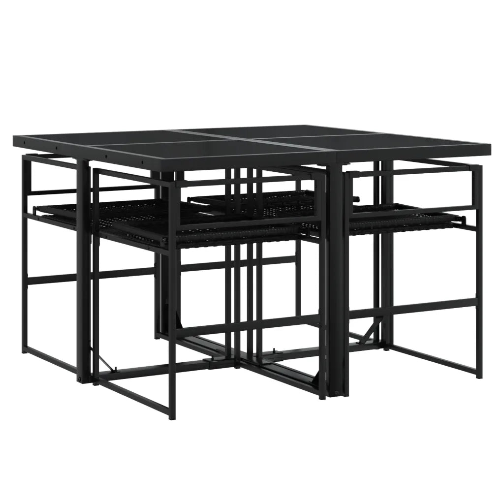 vidaXL Set da Pranzo da Giardino 5 pz Nero con Cuscini in Polyrattan