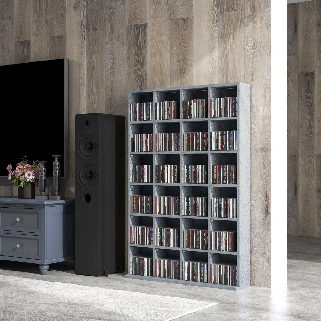 Libreria Mobile Porta CD/DVD ¨C Xylo ¨C Legno Grigio con Scaffale Ripiani Regolabili 89x130,5cm