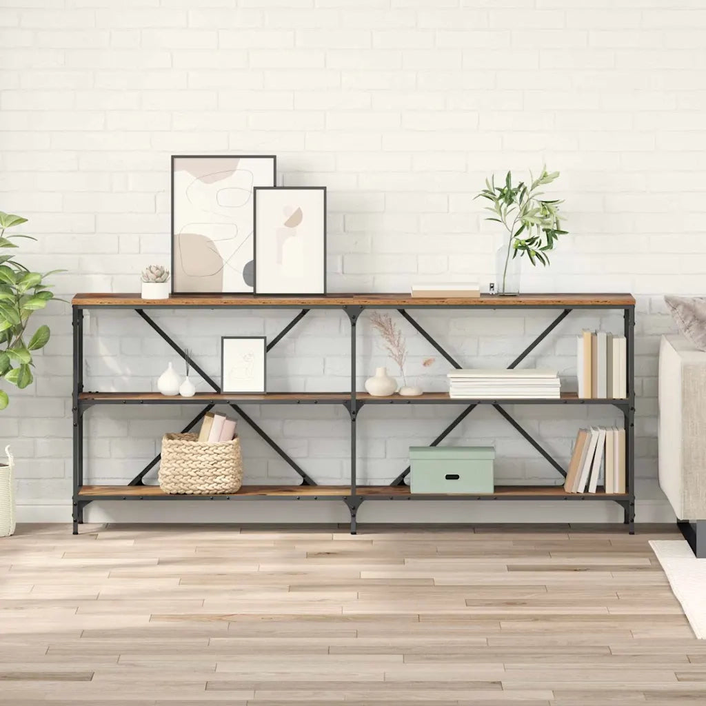 Tavolo consolle con lo scaffale Legno vecchio 180 x 30 x 75 cm