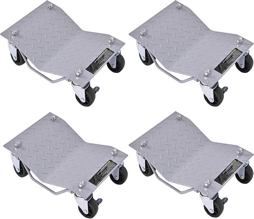 Carrelli di movimentazione auto 4 pezzi, capacità 680 KG/PCS, piattaforma 40,5 X30 CM, con ruote universali e comoda maniglia, aiuto per la manovra automobilistica per garage, casa