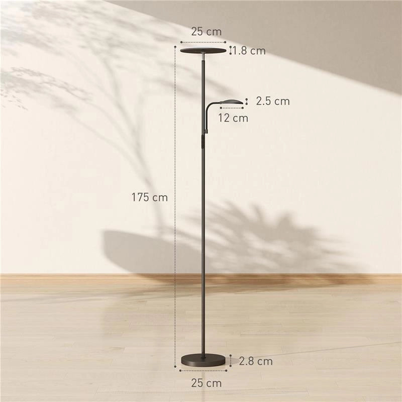 LAMPADA DA TERRA CON 2 PUNTI LUCE REGOLABILE A 4 LIVELLI, TEMPERATURA 2700K-6500K E TELECOMANDO, NERO