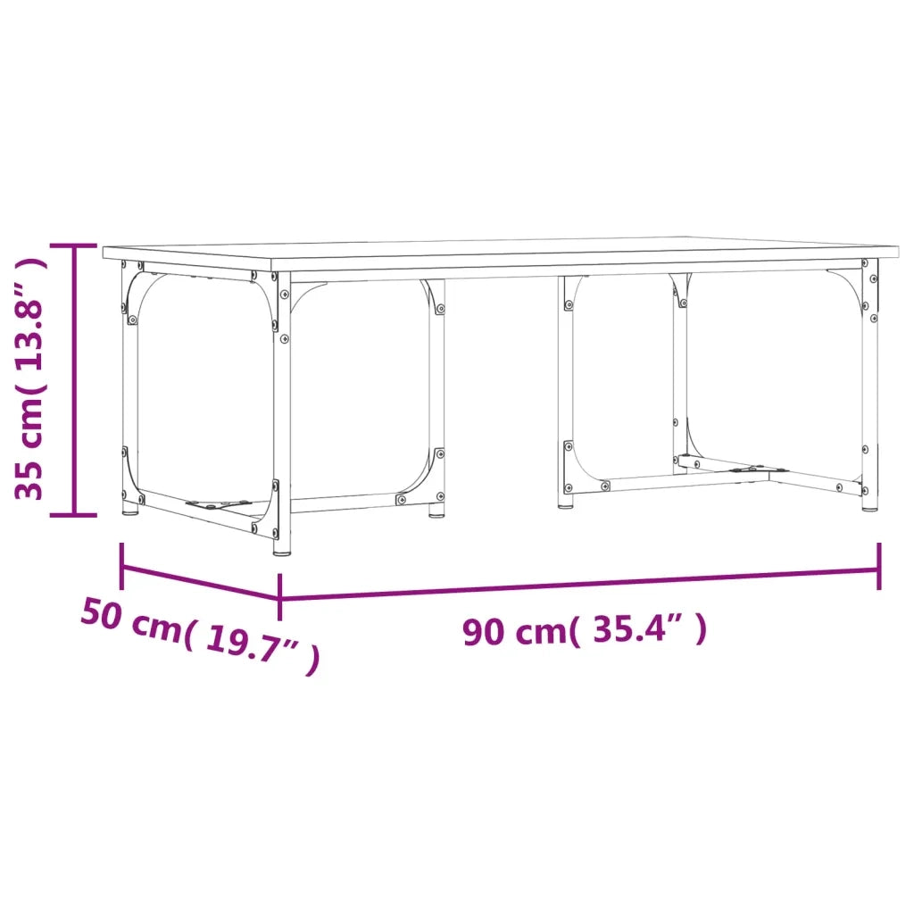 Tavolino da Salotto Nero 90x50x35 cm in Legno Multistrato 835399