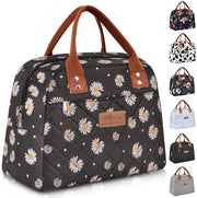Borsa isolante per pranzo per donne, adulti, lavoro, donne, uomini, contenitore per cibo, borsa per scuola, picnic o viaggio (nero margherita)