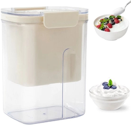 Filtro yogurt con grande capacità, un coperchio lavabile e un cerniera; filtro yogurt riutilizzabile.