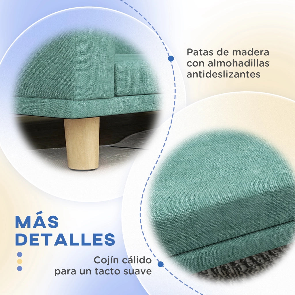 Letto per cani grande con cuscino lavabile e gambe in legno ¨C zephmum ¨C 98x67x25 cm verde