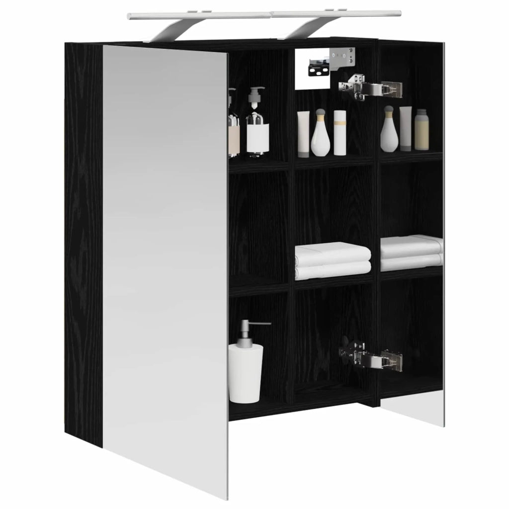 Mobiletto per specchio da bagno Rovere Nero 60 x 14,5 x 70 cm 889064