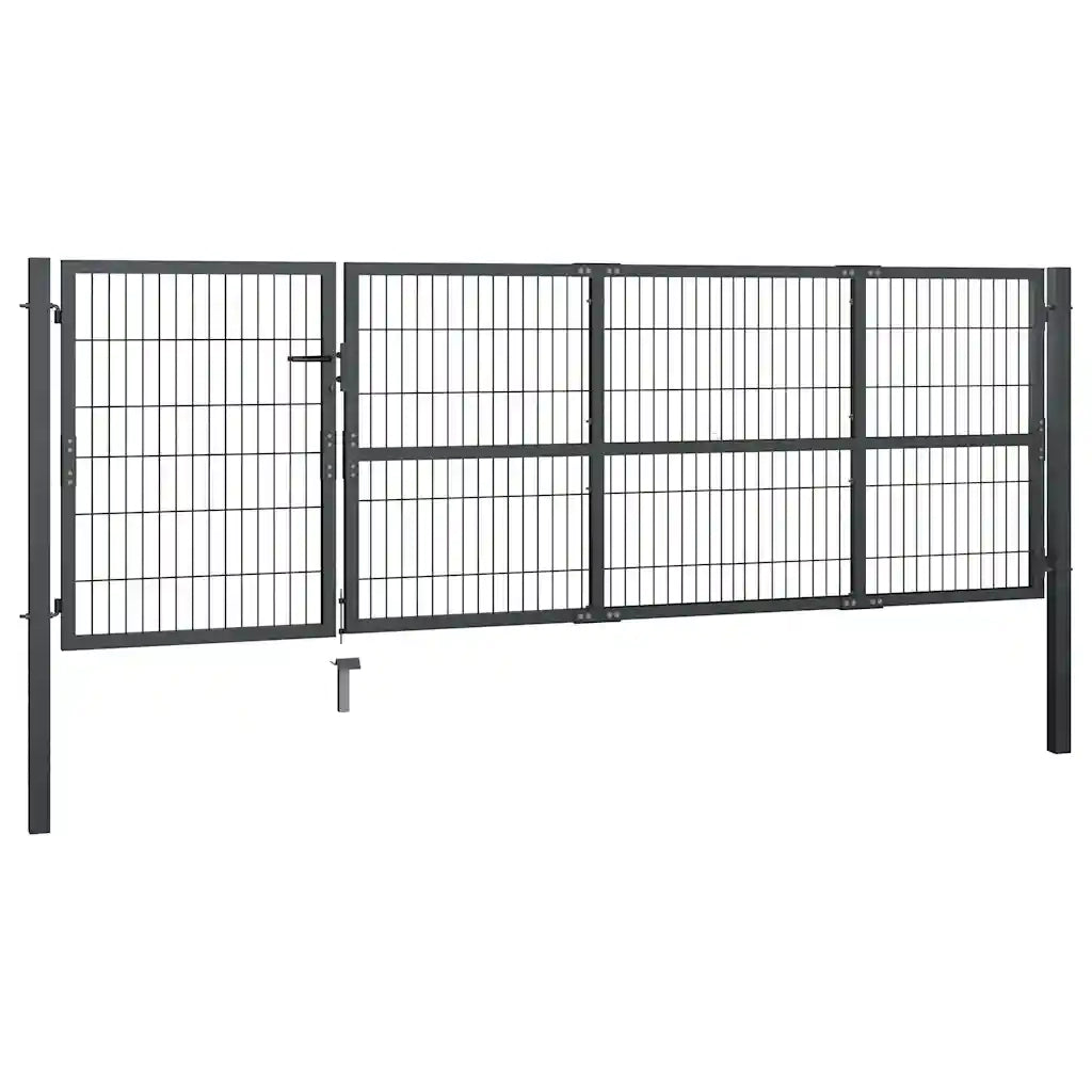 Cancello di Recinzione con Pali in Acciaio 350x100 cm Antracite cod mxl 51936