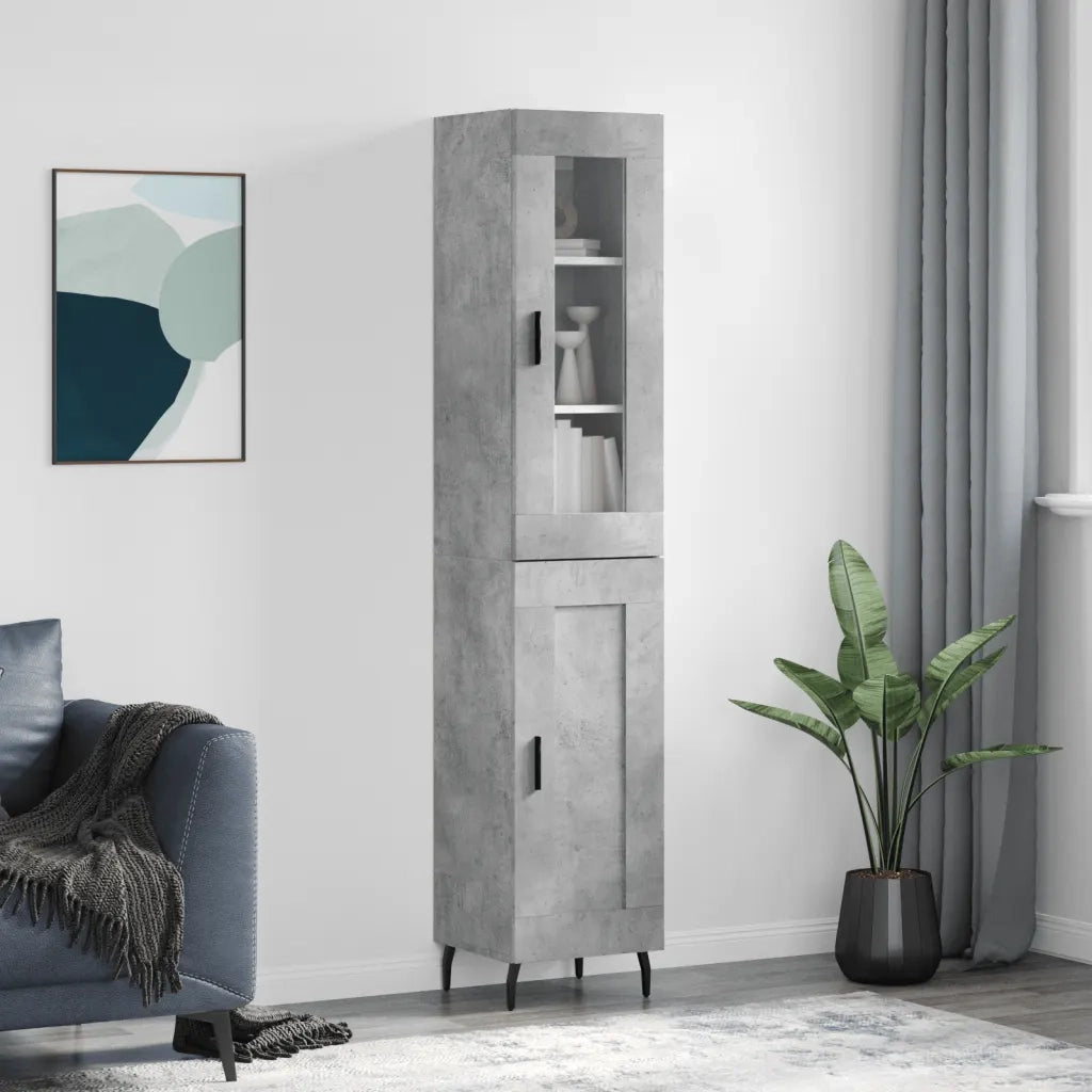 Credenza | Madia | Buffet da pranzo | Armadio da pranzo Grigio Cemento 34,5x34x180 cm in Legno Multistrato
