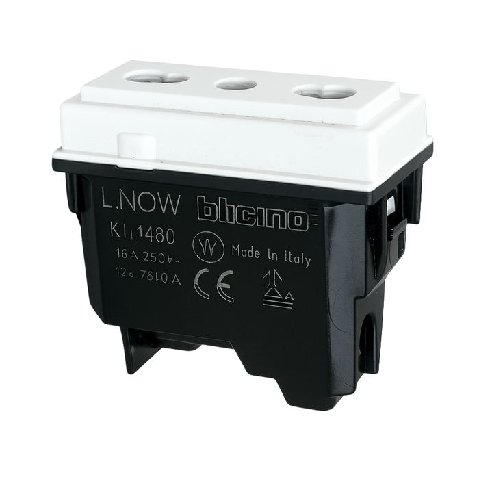 Bticino living now presa 2p+t 16a 250v 1 modulo con alveoli schermati *** colore bianco, confezione 1