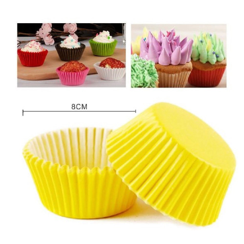 Trade Shop - Set 2 Confezioni Da 100 Pirottini Carta 8 Cm Gialli Cupcake Tortine Muffin 56142 -