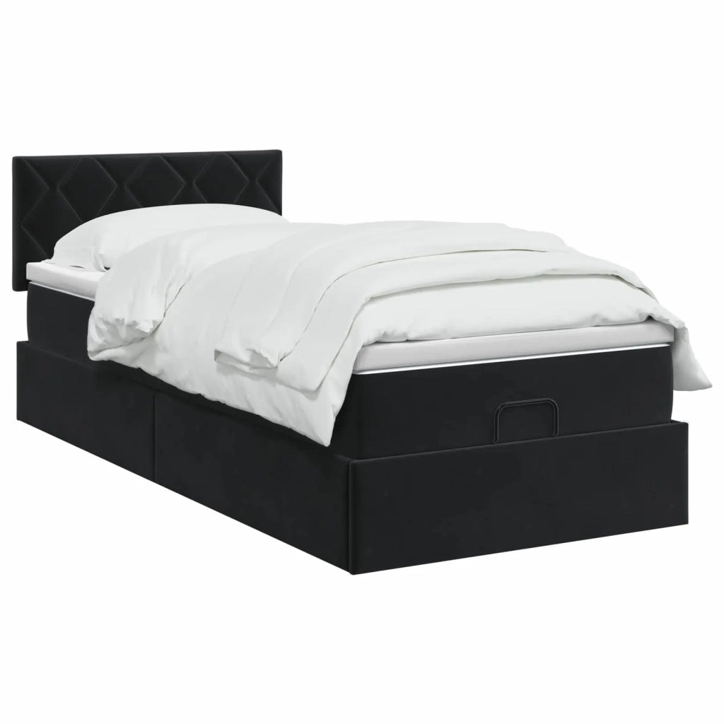 Letto ottomano con materasso Nero 100 x 200 cm Velluto 3456611