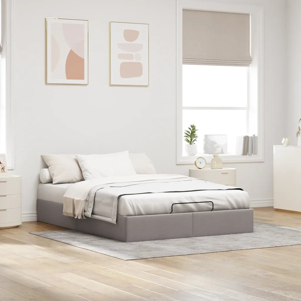 Struttura Letto Pouf senza Materasso Tortora 140x190 cm Tessuto 3310879