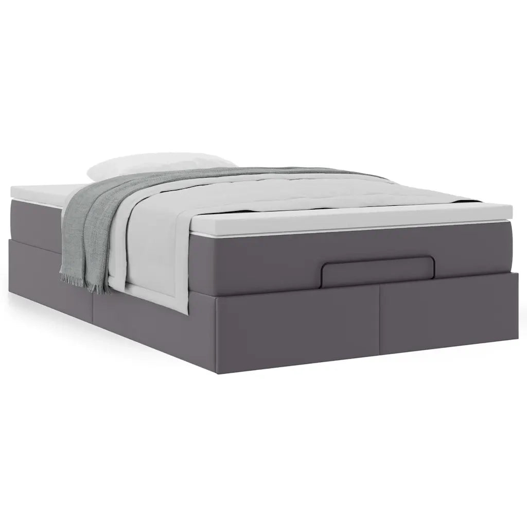 Struttura Letto Pouf con Materasso Grigio 120x200 cm Similpelle 3311034