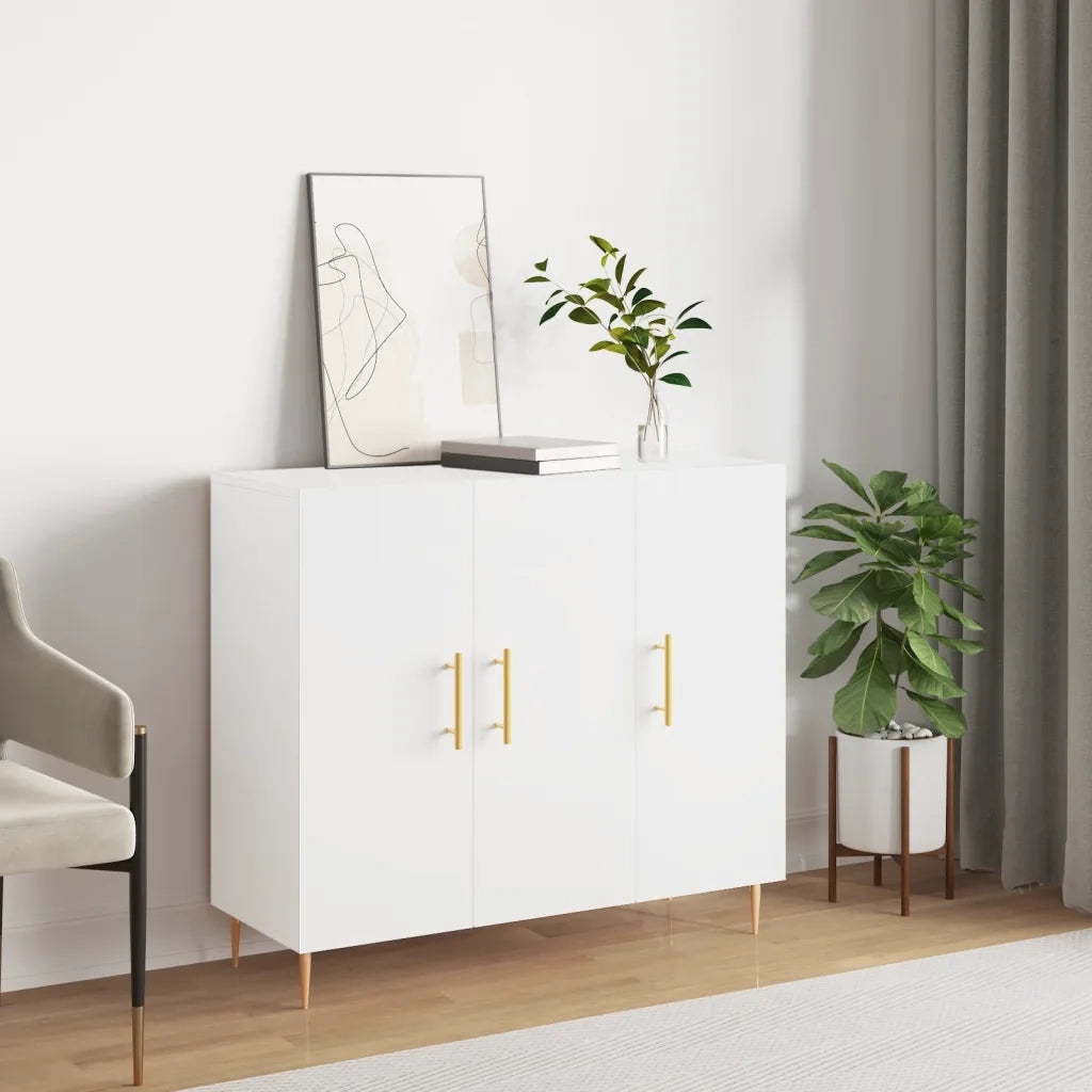 Credenza | Madia | Buffet da pranzo | Armadio da pranzo Bianca 90x34x80 cm in Legno Multistrato