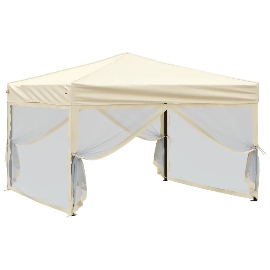 Tenda per Feste Pieghevole con Pareti Laterali-Tenda Gazebo Crema 3x3 m 116180