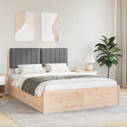 Letto con Testiera Rivestita Grigio scuro 140 x 190 cm