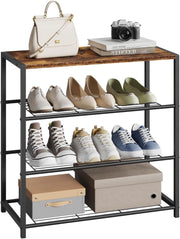 Scarpiera da Ingresso Panca Scarpiera a 3 Ripiani per 9 Scarpe, Porta Scarpe Scaffale con Seduta in Legno e Metallo