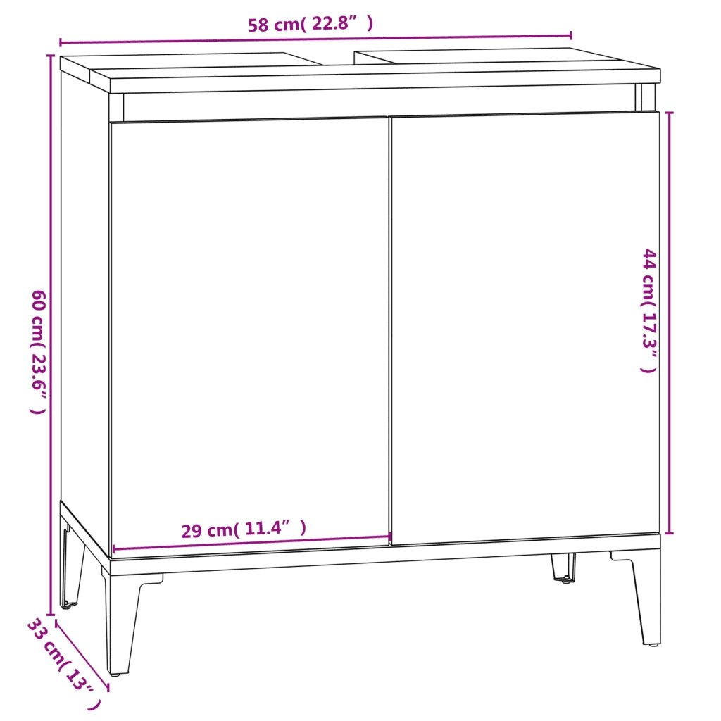 Set Mobili da Bagno 3 pz Grigio Sonoma in Legno Multistrato
