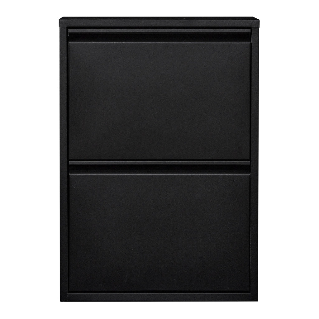 Scarpiera Sokndal con 2 Contenitori Ribaltabili Portascarpe in Metallo - Nero [en.casa]