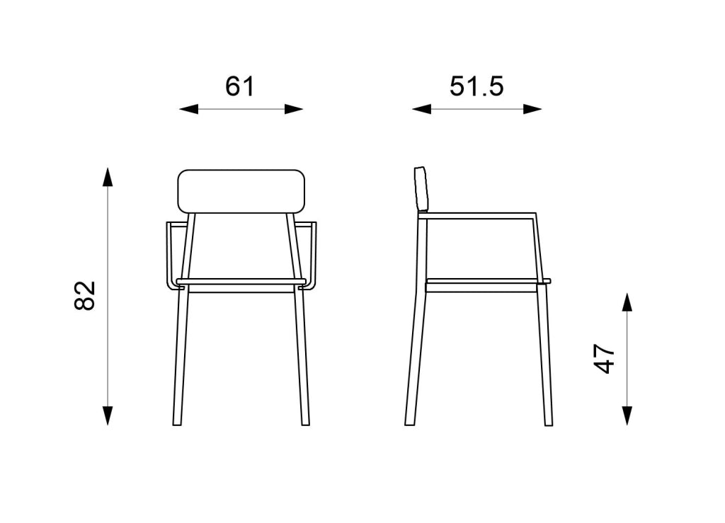 Set 4 Sedie 61x51,5xH82 cm in Legno e Metallo Woody capotavola Bianco