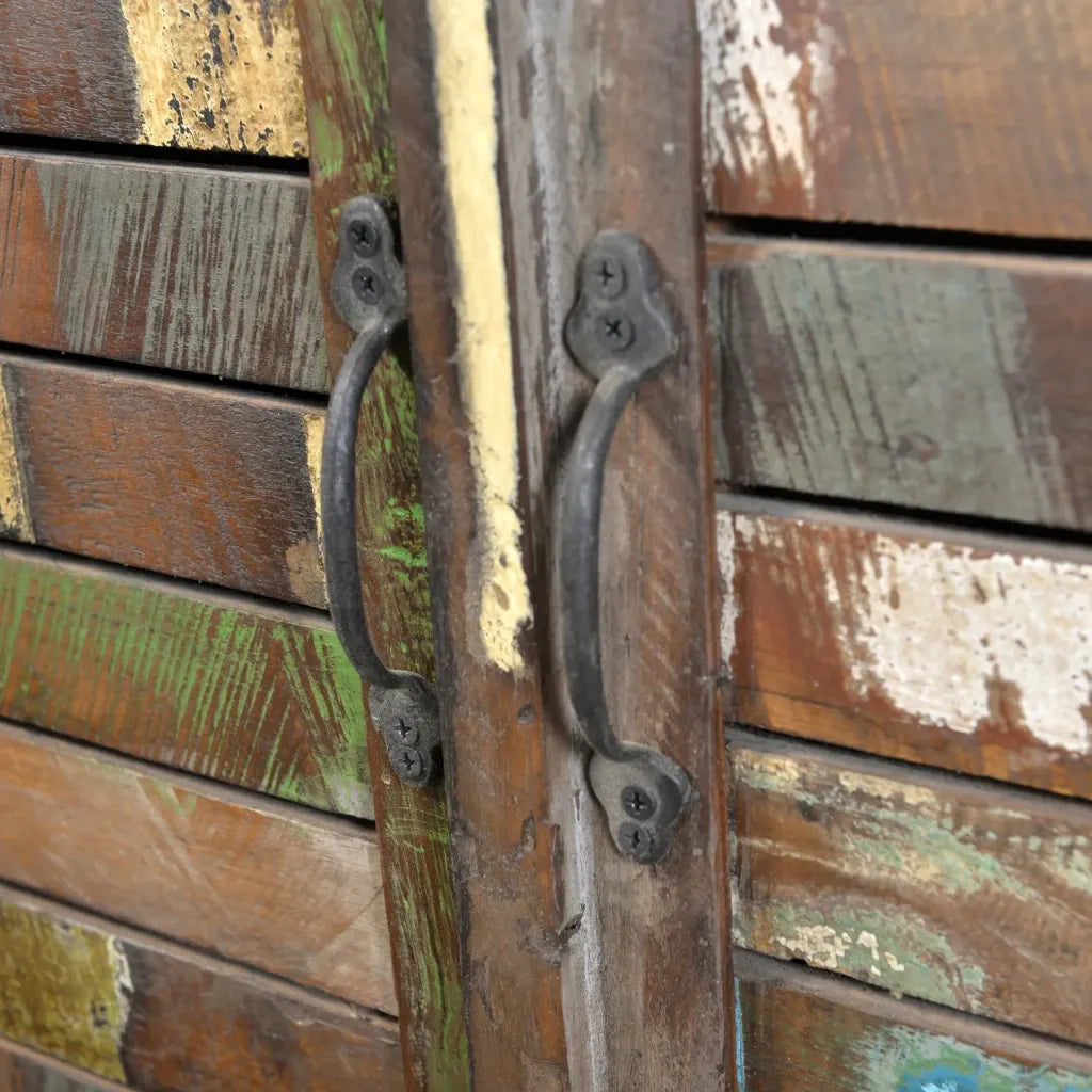 Libreria Multicolore in Legno Riciclato con 3 Scaffali e 2 Ante 240947