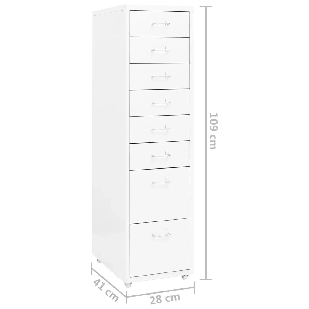 Schedario Mobile Bianco 28x41x109 cm in Metallo