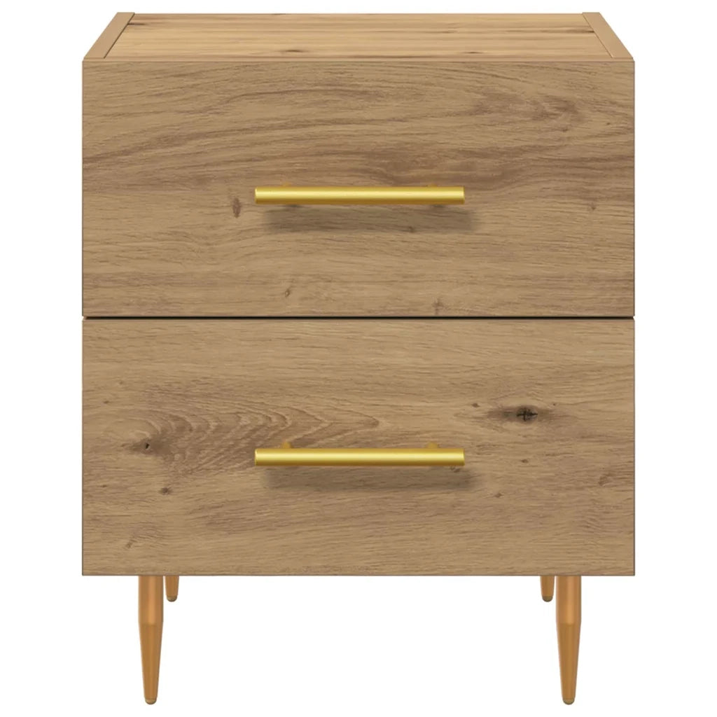 Set di 2 Comodini | Armadio da Notte | Mobiletto da notte Rovere artigianale 40 x 35 x 47,5 cm