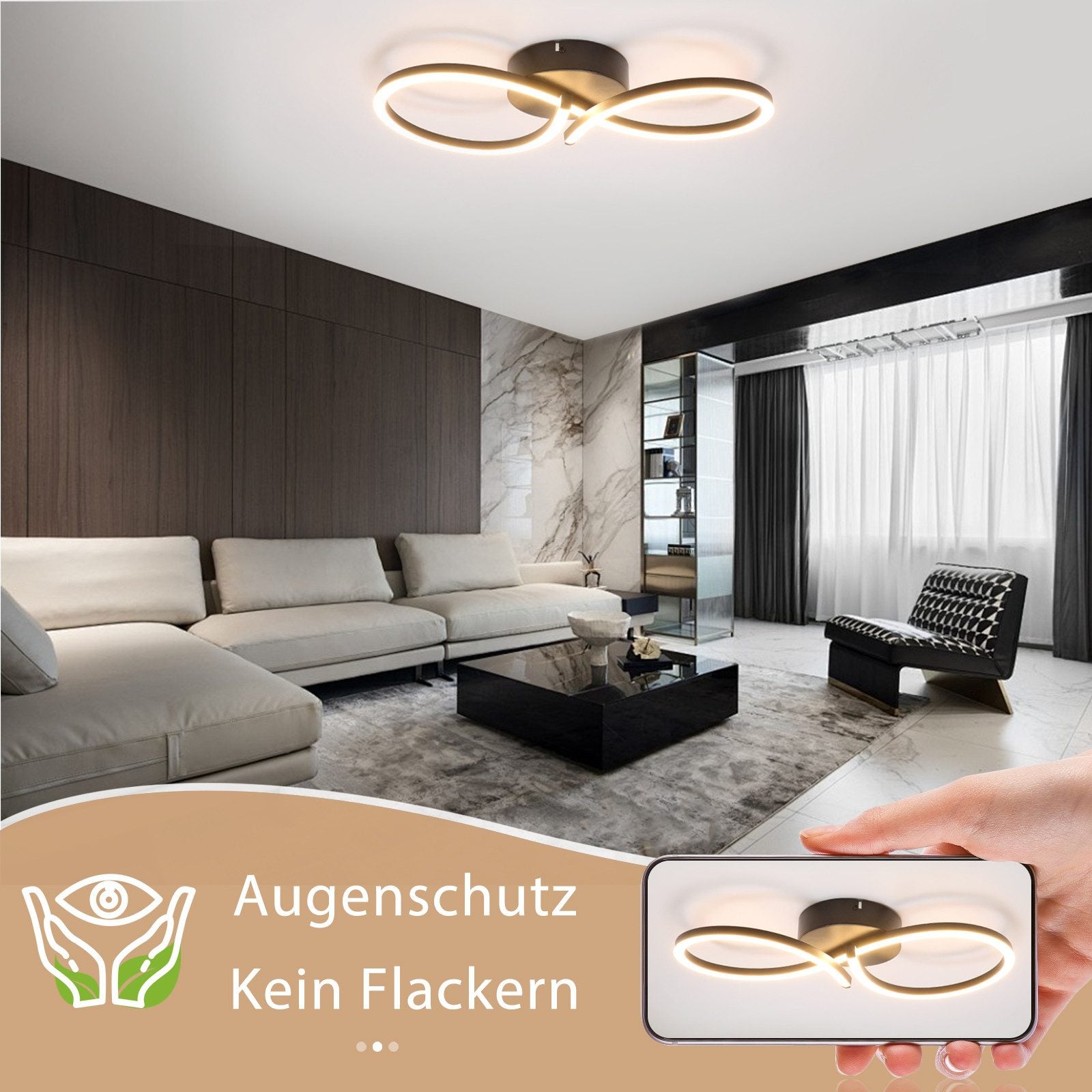 ZMH Lampada da soffitto plafoniera LED bianca 24W design moderno per soggiorno corridoio